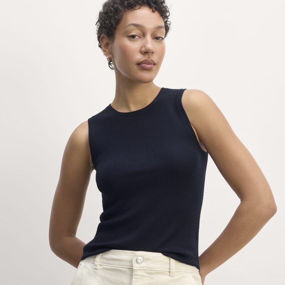 🌟 Everlane The Tank in Ultrasoft Merino, Navy (S) - Picture 6 of 10